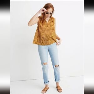 Floral Sleeveless Top - Mustard